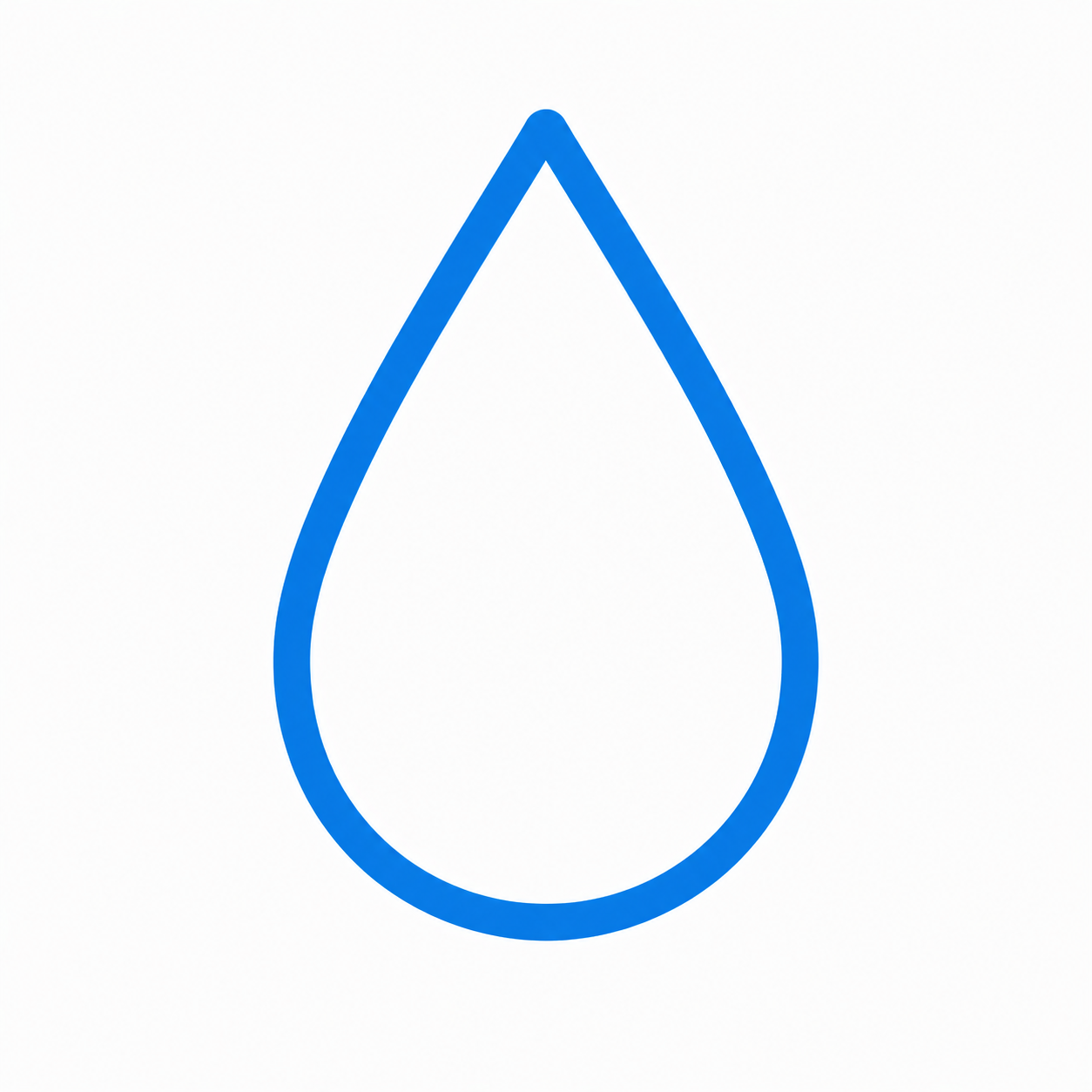 Blue outline of a water droplet on a white background.