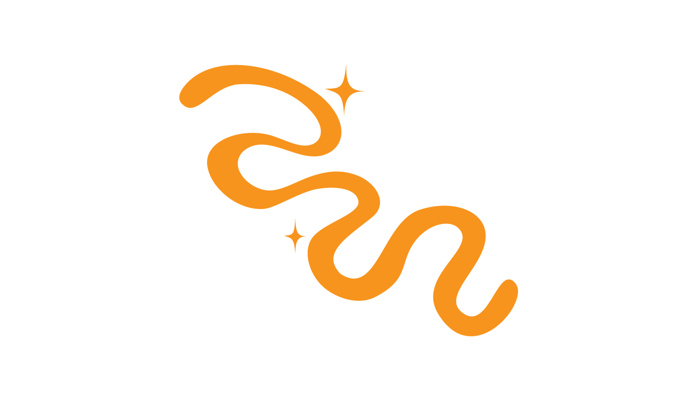 Orange curvy scribble with stars