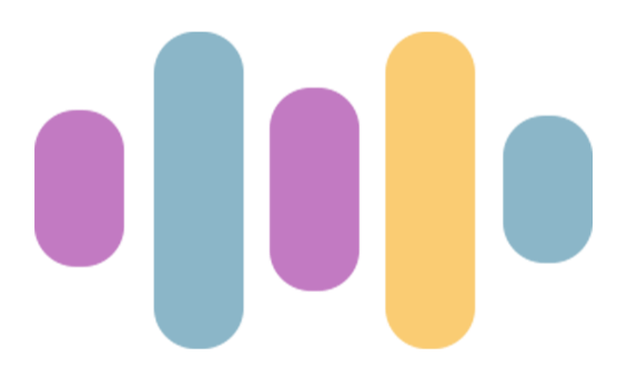 Five vertical colored bars in purple, blue, purple, yellow, and blue, arranged in a sequence.