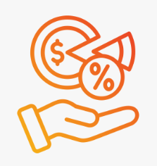 Outline of a hand holding a pie chart with a dollar sign with a small portion being used to pay for your ultrasound to represent the savings gained by choosing our business