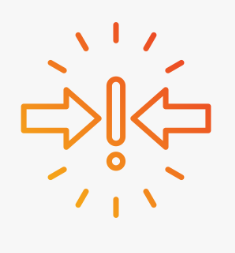 Icon with an exclimation point being emphasized by arrows representing a diagnosis being made with the help of your ultrasound