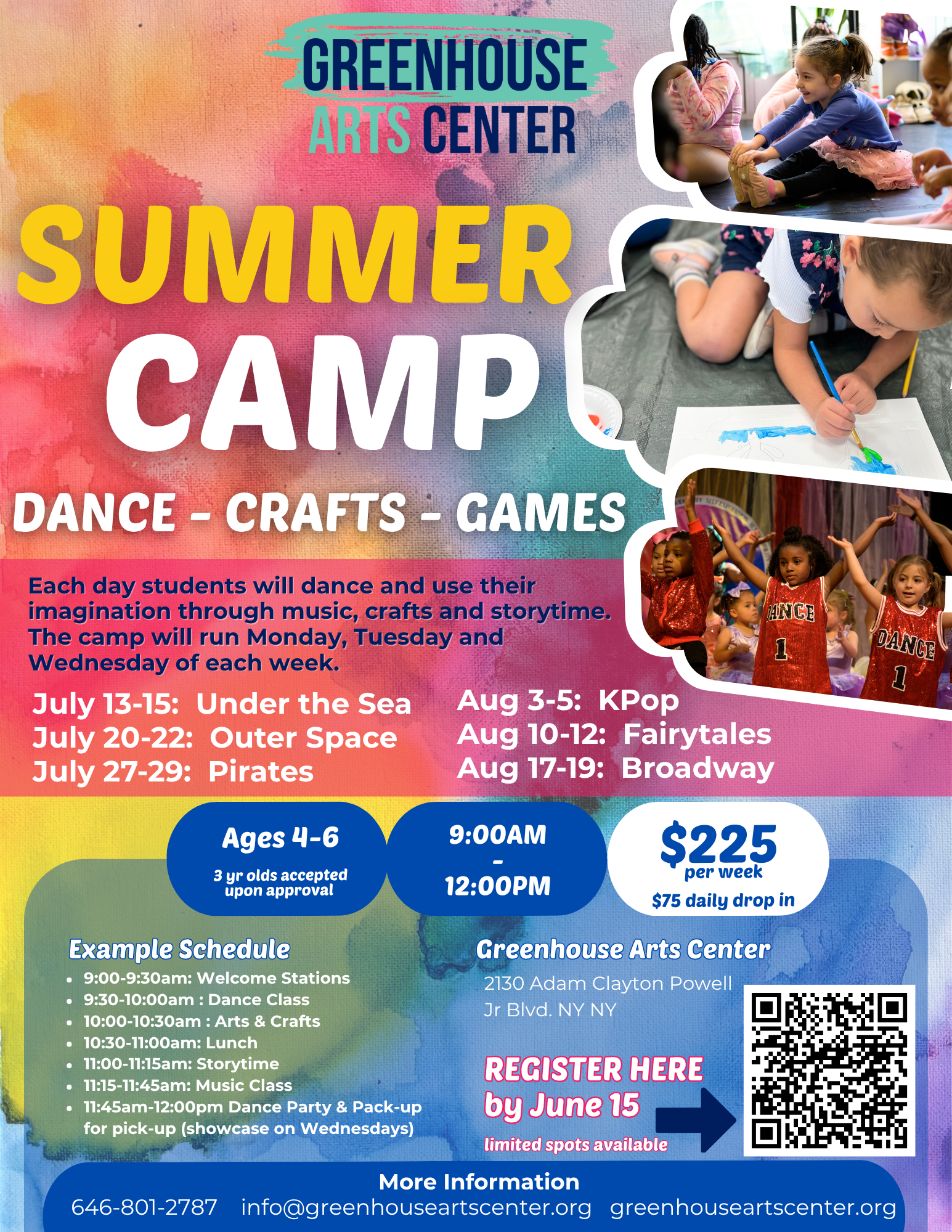 Dance Summer Camp in Harlem, New York City. Dance camp for kids ages 4-6 yrs old. Dane class, Art Class, and Games