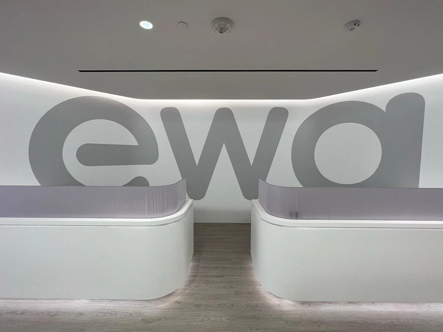 Here is another #whitegloveservice sign installation by MAGS. We installed dimensional lettering on this gorgeous &ldquo;live&rdquo; green wall. Then, across the room, we installed wide format contour cut vinyl lettering. These subtle visual touches 