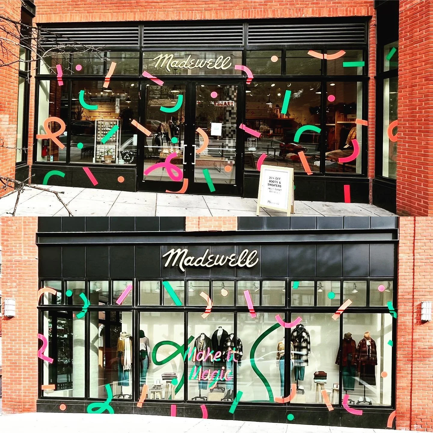 This job was a blast! A little art collage in DC today @madewell #makeitmagic #windowgraphics #vinyl #madewell #dc
