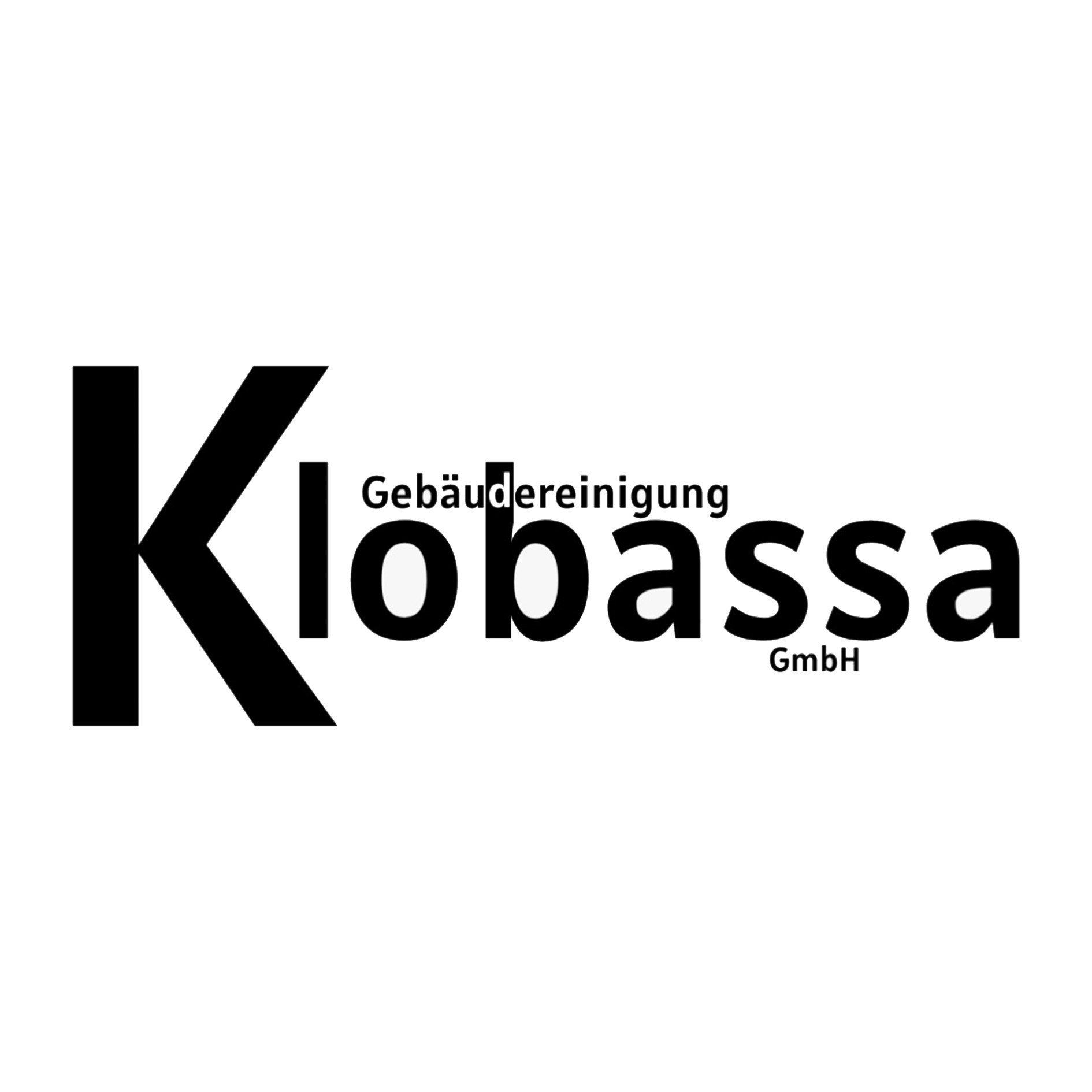 Schwarz-weißer Firmenname und Logo mit dem Text 'Klobassa Gebäudereinigung GmbH' in unterschiedlichen Schriftgrößen.