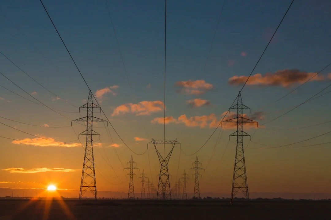 Transmission wires running across North Dakota