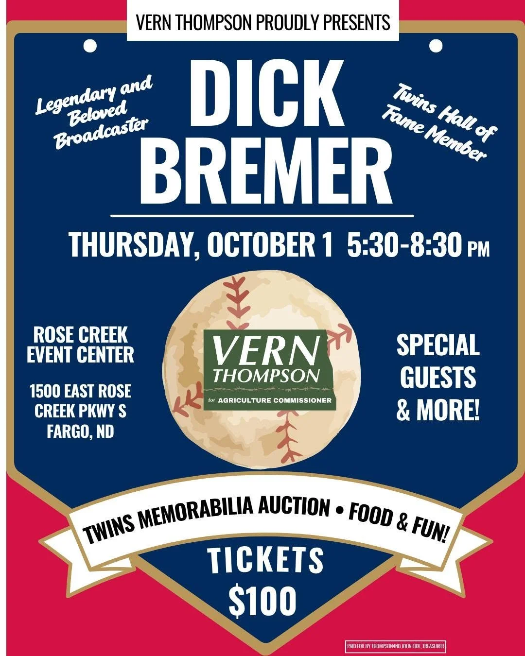 Fundraiser with Dick Bremer and Vern Thompson