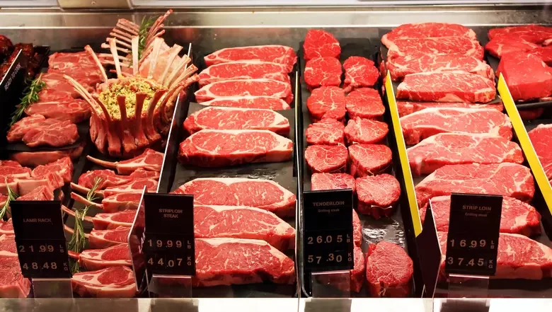 Grocery store meat counter