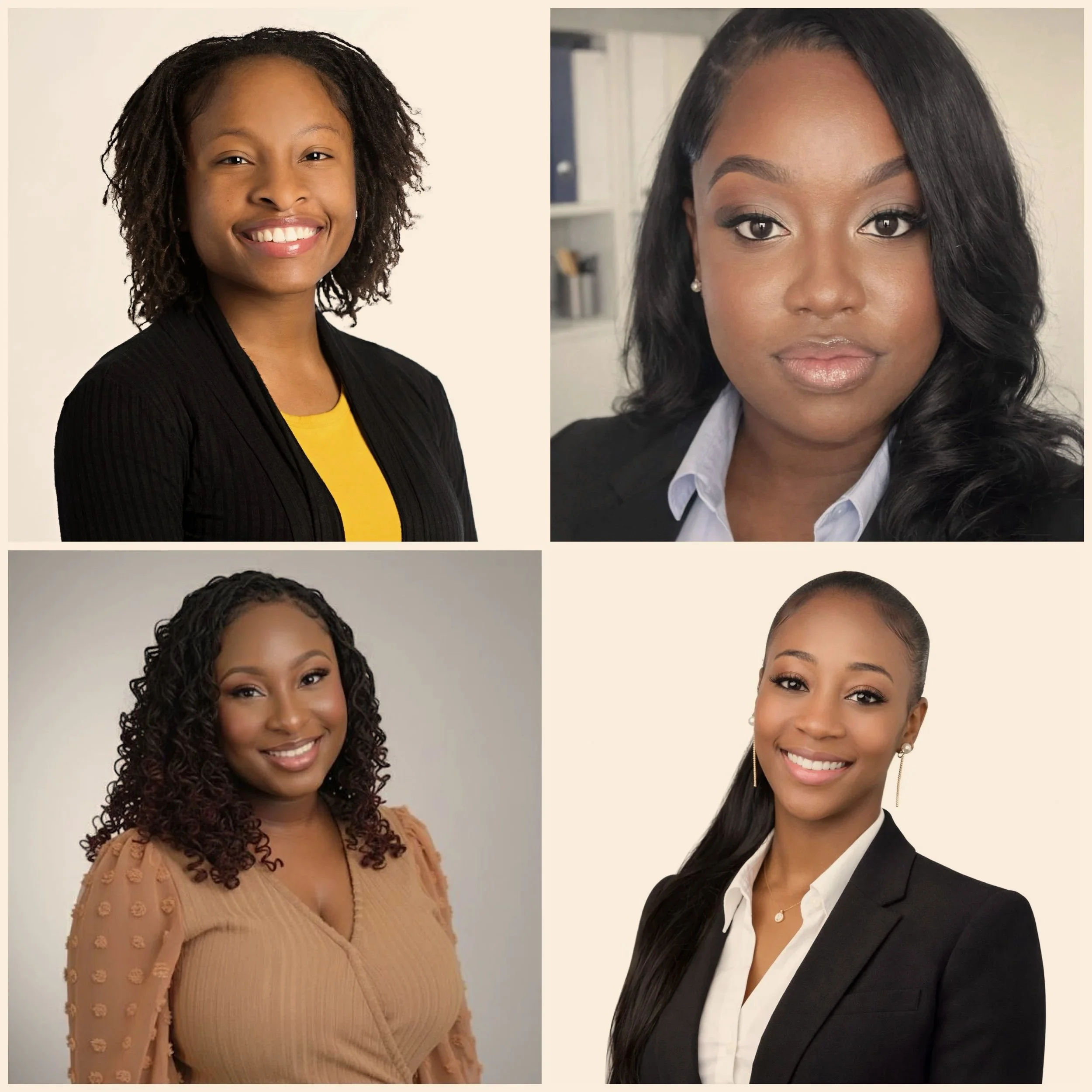 Collage of four professional headshots of women in business attire.