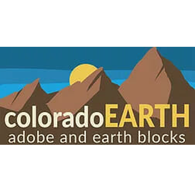 Logo with mountains, sun, and water representing Colorado Earth Adobe and Earth Blocks