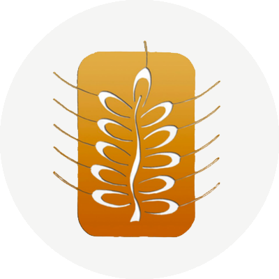 Stylized leaf illustration with a gold background and white details.