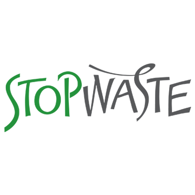 Graphic with the text 'STOP WASTE' in green and gray lettering.