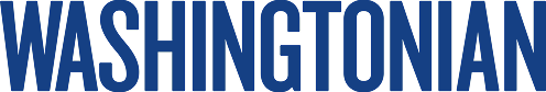 Text displaying 'WASHINGTONIAN' in bold blue letters.