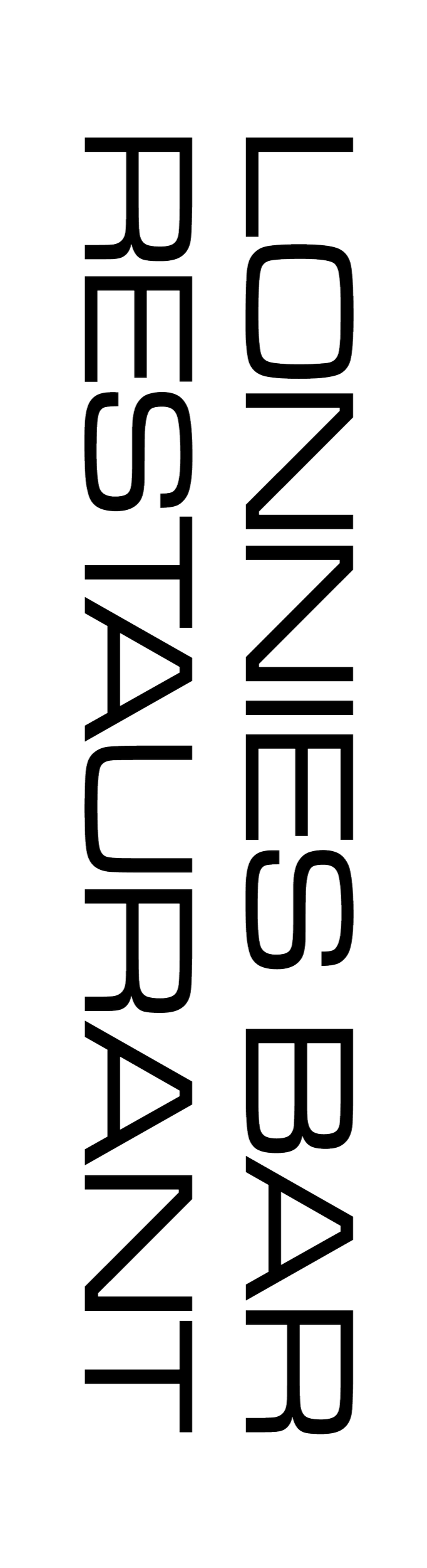 Vertical sign displaying the words "LONNIES BAR RESTAURANT"