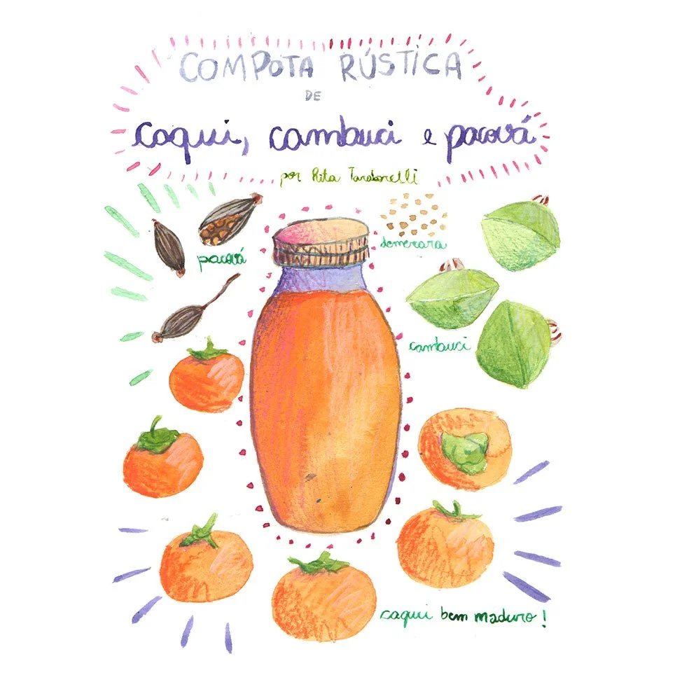 Compota rústica de caqui, cambuci e pacová