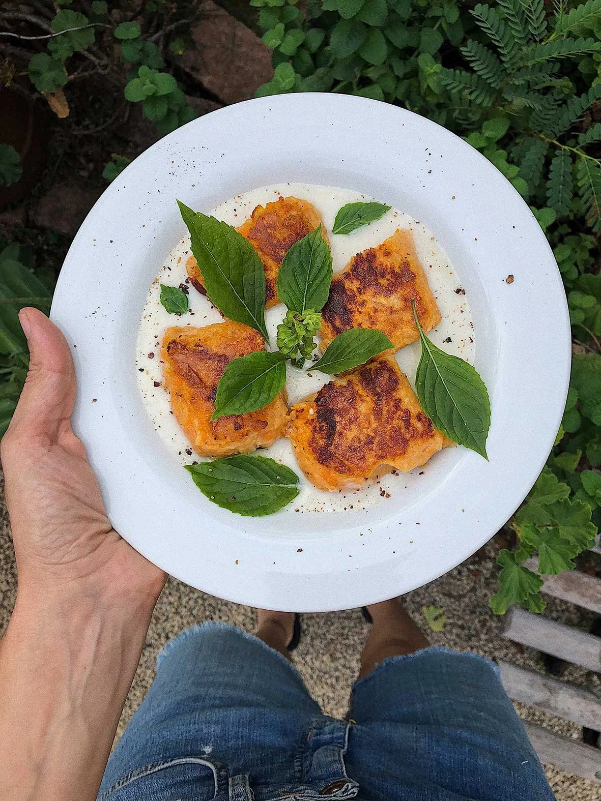 Nhoque de batata-doce com molho de castanha-de-caju