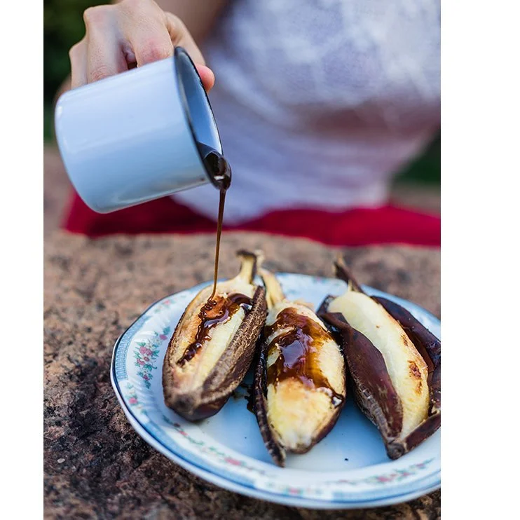 Banana pão assada com melado