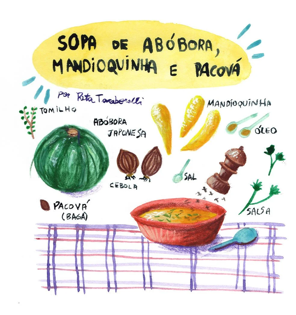 Sopa de abóbora, mandioquinha e pacová