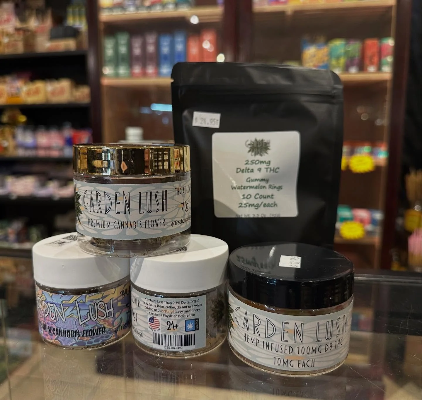 Freshly restocked @ back mtn tobacco with flower and gummies! 🙌. Pre rolls coming next week!  #hemp #shoplocal