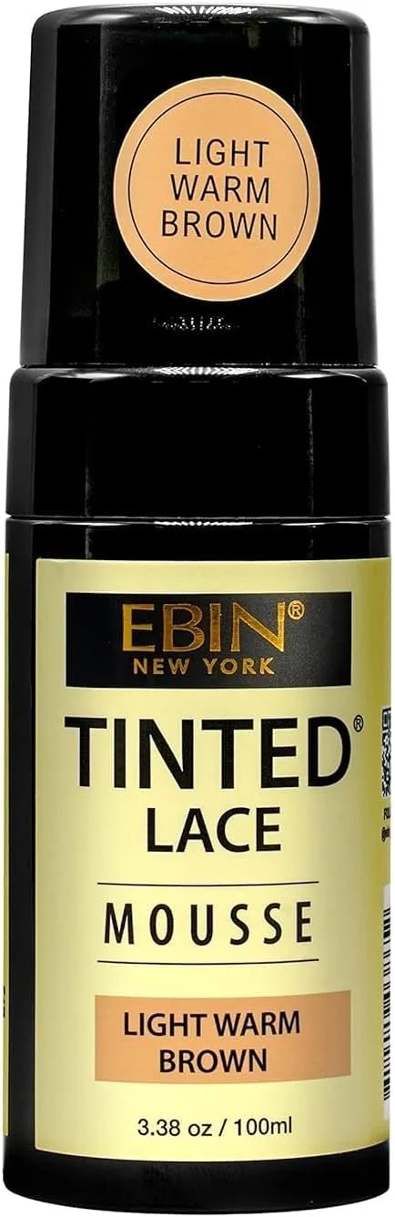 A bottle of Ebin New York Tinted Lace Mousse in Light Warm Brown color.