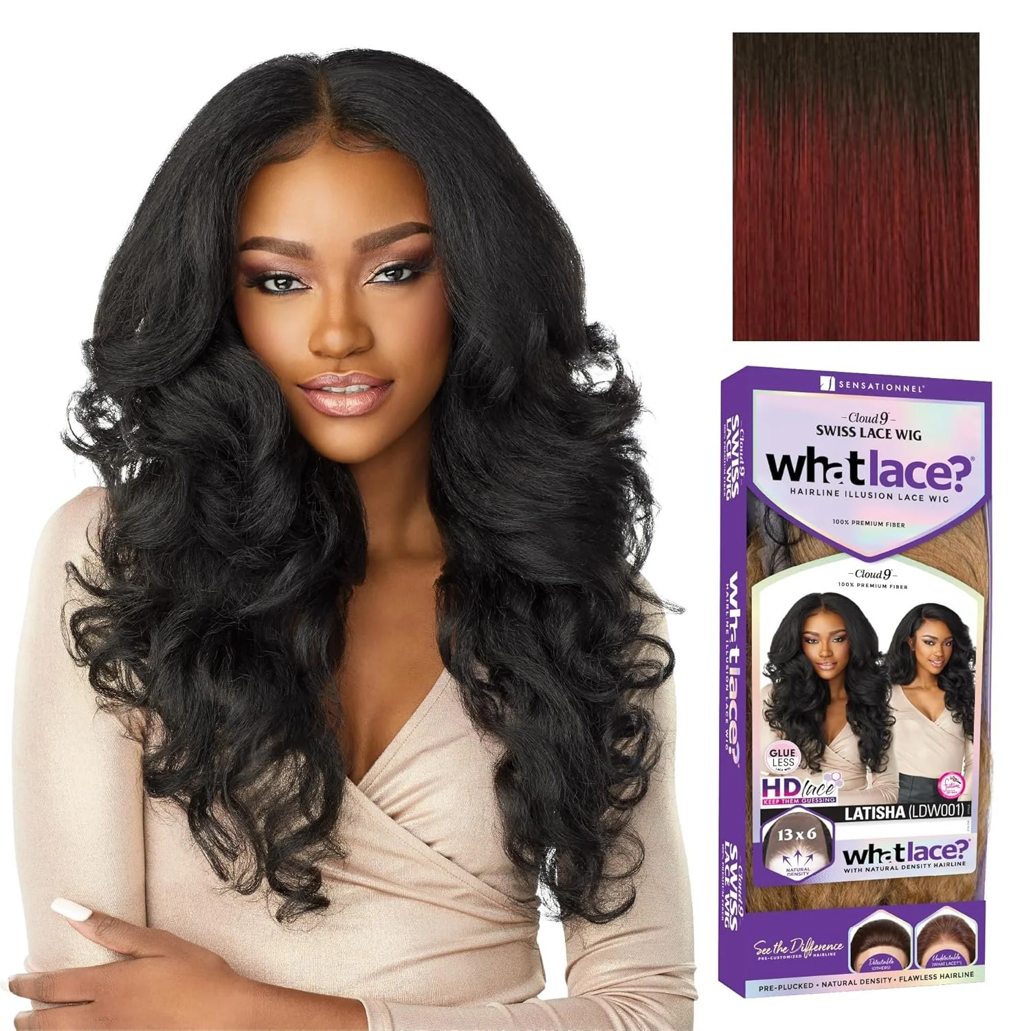 LATISHA - T1B/BG Tipped Off Black and Burgundy