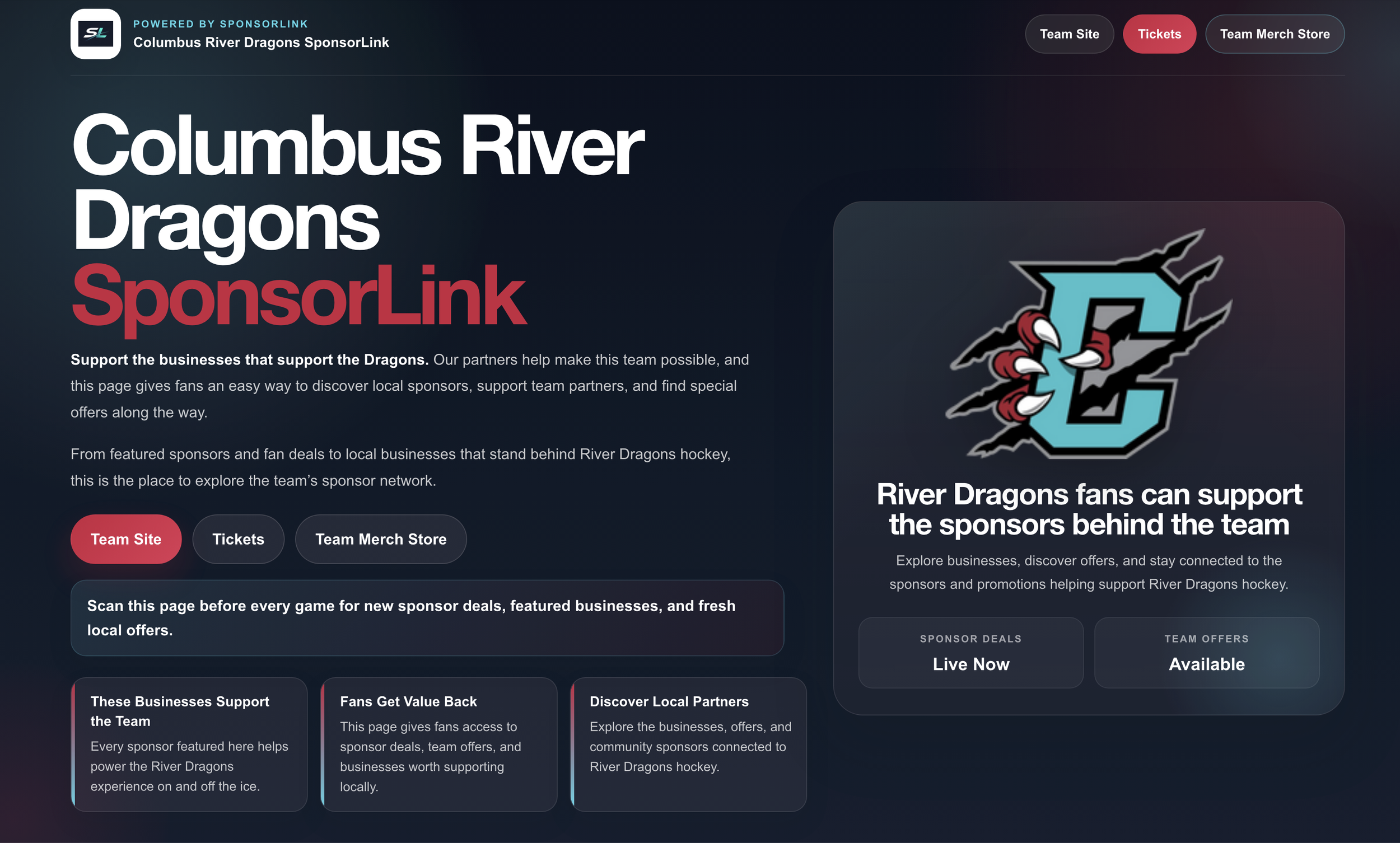 SponsorLink main product view