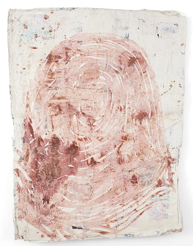 Alchimie de la Douleur 04. 2005- Ongoing. Individual drawing size approx H 60 inches x W 46 inches x D 75 inches. Series of 10 drawings based on the artist’s fingerprints.The artist’s blood, cadmium, dioxin, petrochemicals, mercury, lead, PCPs, and o