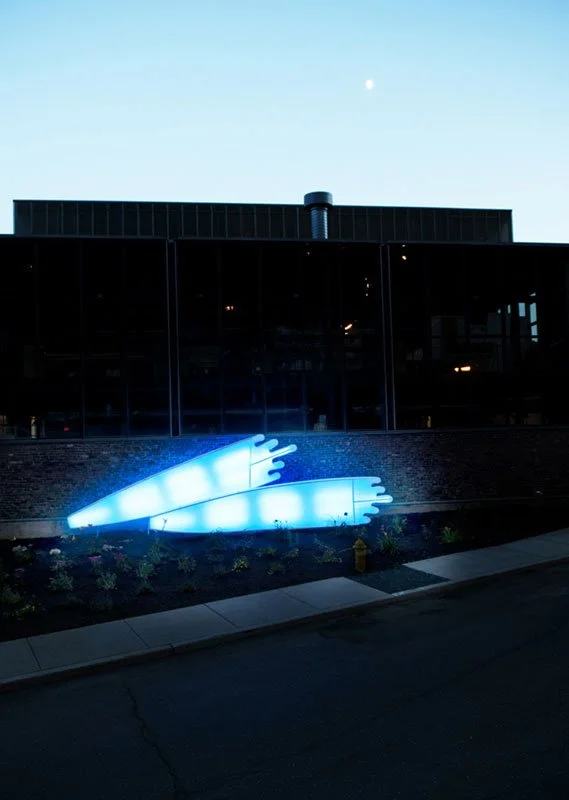 Love Motel for Insects: Easton Variation. Lafayette College, Easton, USA. Summer 2011.Outdoor installation and Eco-Actions (public field-trips) with: Black Ultra-violet lights, steel, fabric, native plants, invited insects. Overall dimensions 4 by 12