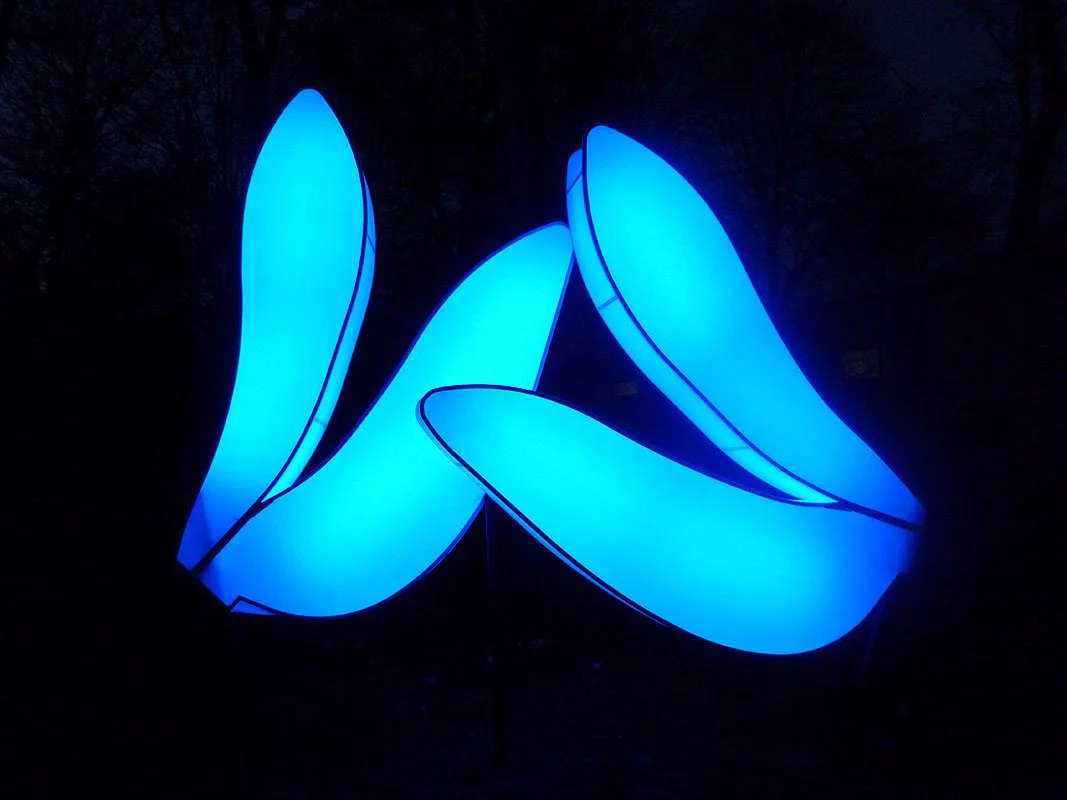 Love Motel for Insects: Anax Junius Variation. Smithsonian National Zoological Park, Washington DC, USA. Summer 2012. Outdoor installation and Eco-Actions (public field-trips) with: Black Ultra-violet lights, steel, fabric, native plants, invited ins