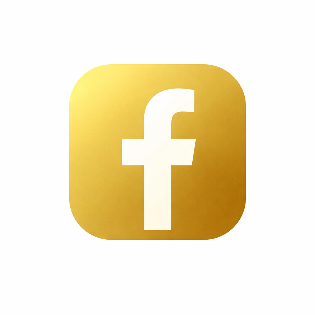 Ícone do Facebook com fundo dourado