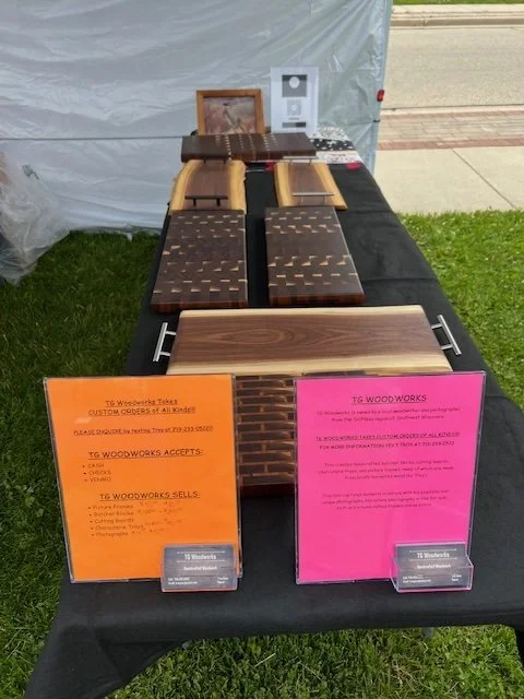TG Woodworks' Booth at Farmer's Market