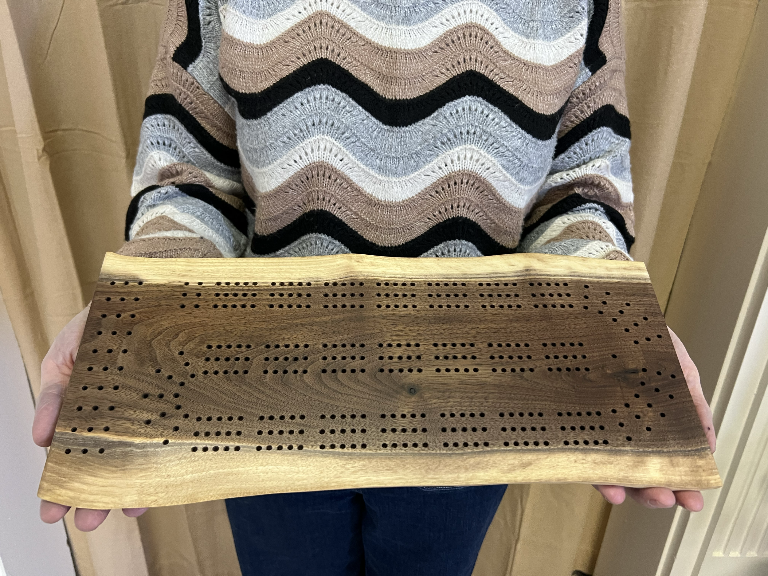Live Edge Black Walnut Cribbage Board