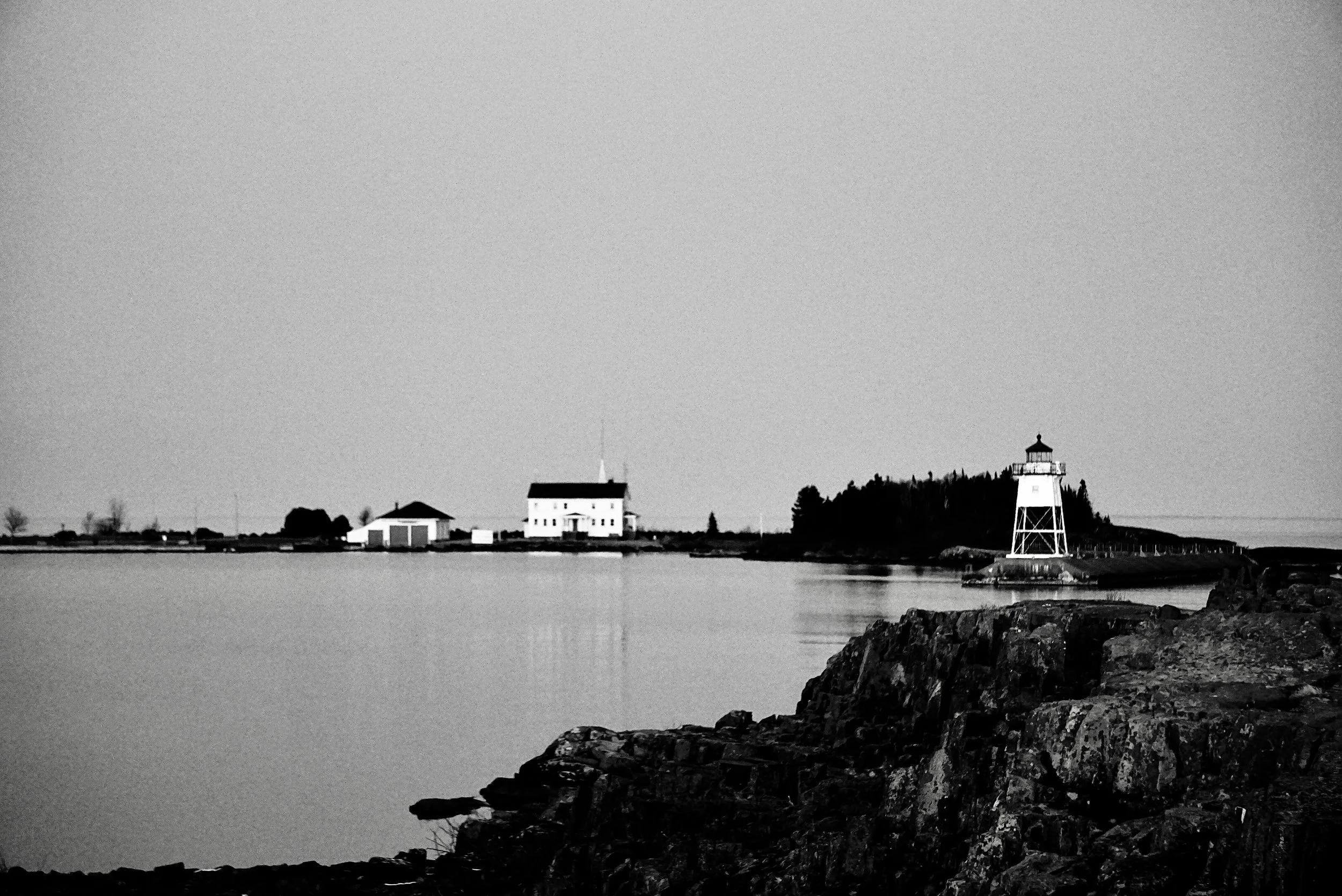 Lighthouse B/W; Lake Superior, MN