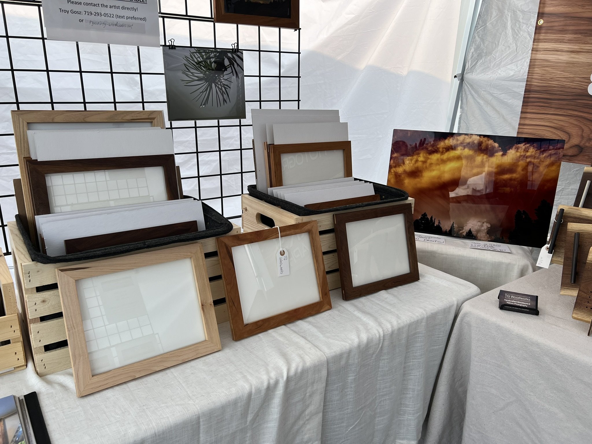 Handcrafted picture frames, Mt. Horeb Art Fair, July 2026