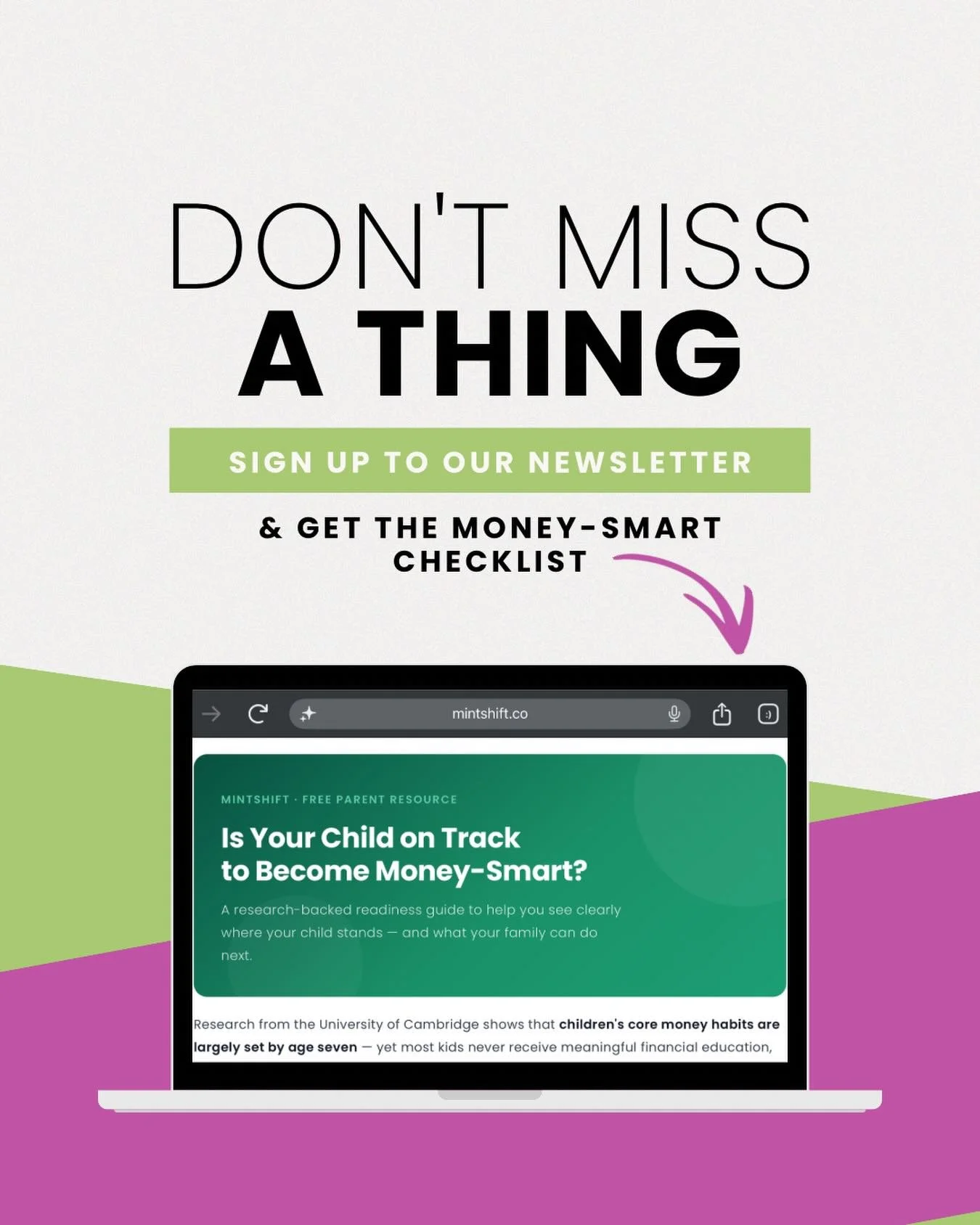 We&rsquo;ve got something for you! A free Money-Smart Readiness Checklist! It&rsquo;s research backed and gives insight into your Money-Smart readiness for you and your children.

Plus, sign up before our launch and get a promo code! ✨

#moneysmartki