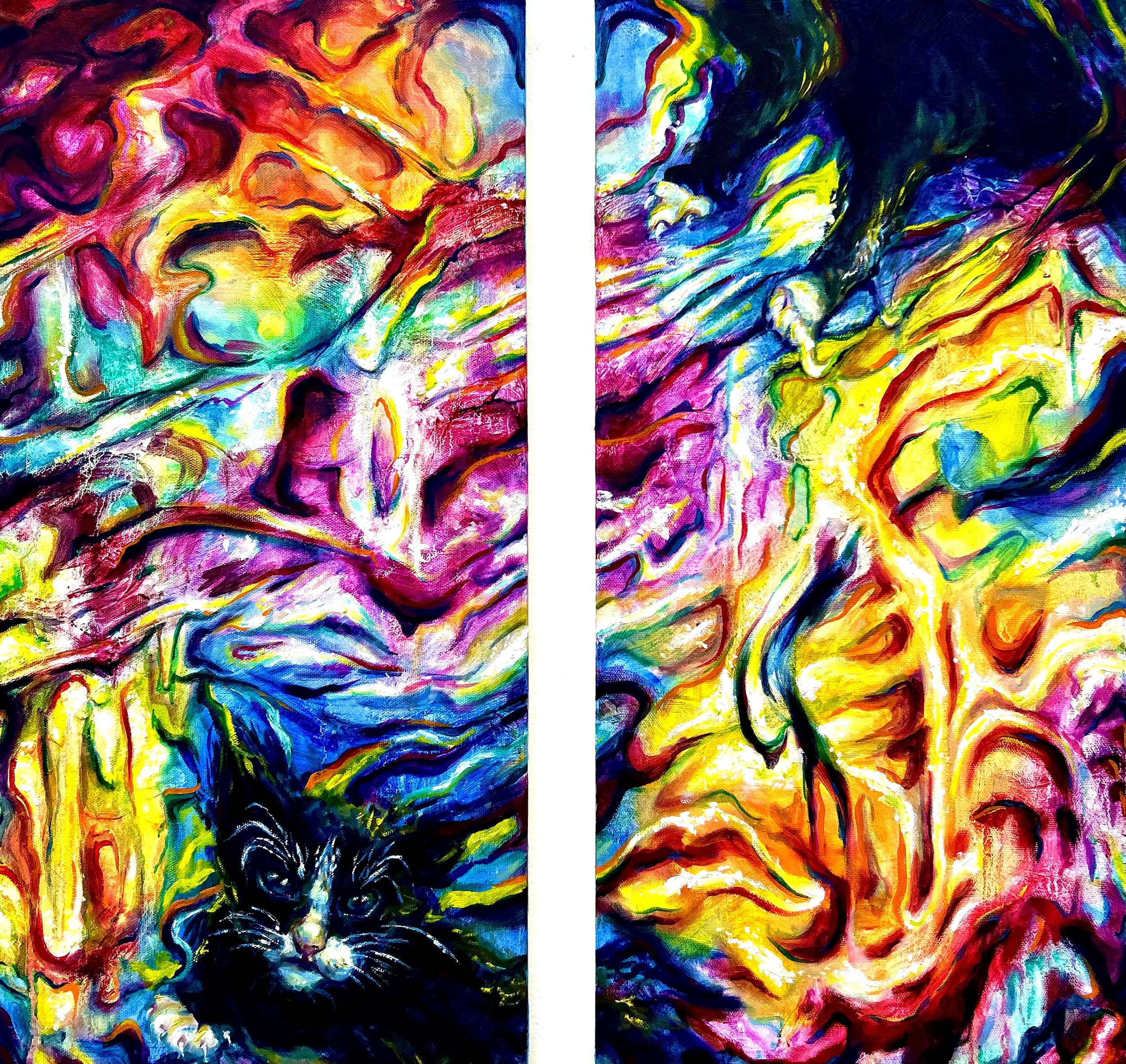 "Moxie by Proxy" oil diptych on 12x24 canvases, 2025