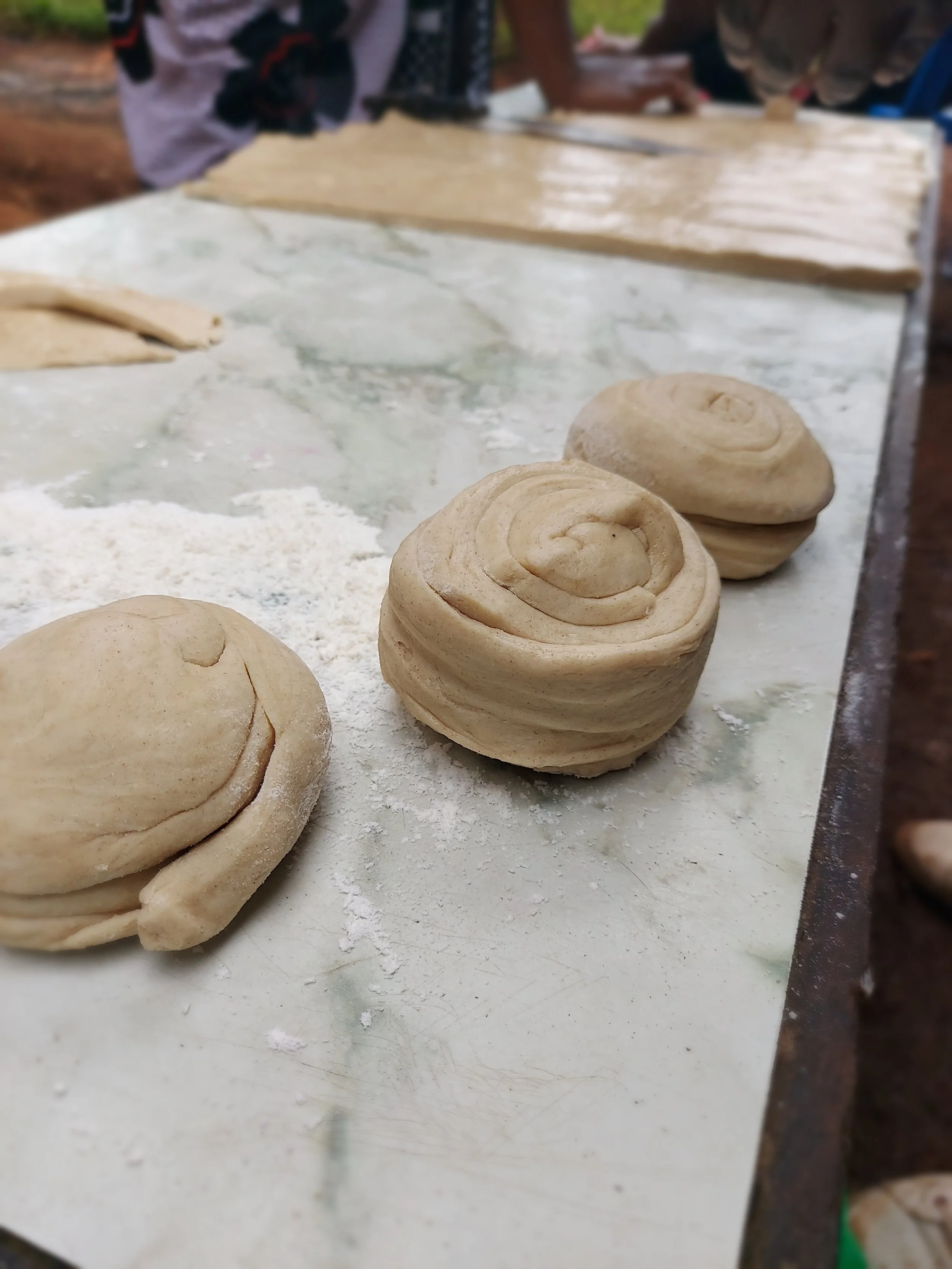 Rolled up dough