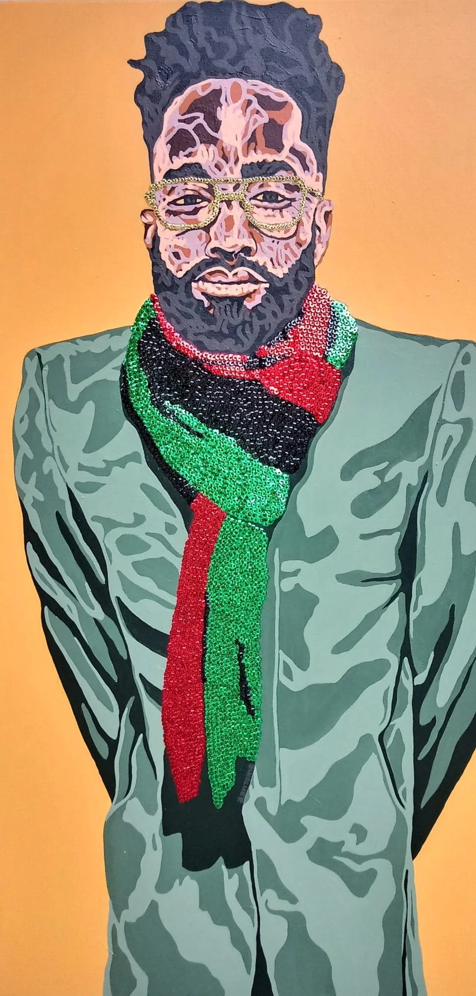 "Sonje ki es ou ye" (Remember who you are)

24" x 48" 

Acrylic and hand-sewn beaded sequins on canvas

2020