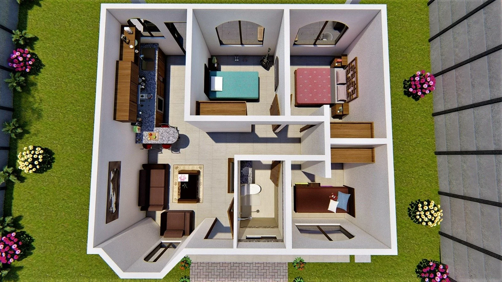 MODELO TECA II ,ÁREA 100m2 , 2 habitaciones,1 baño, sala,comedor,cocina,lavandería,terraza y cochera.