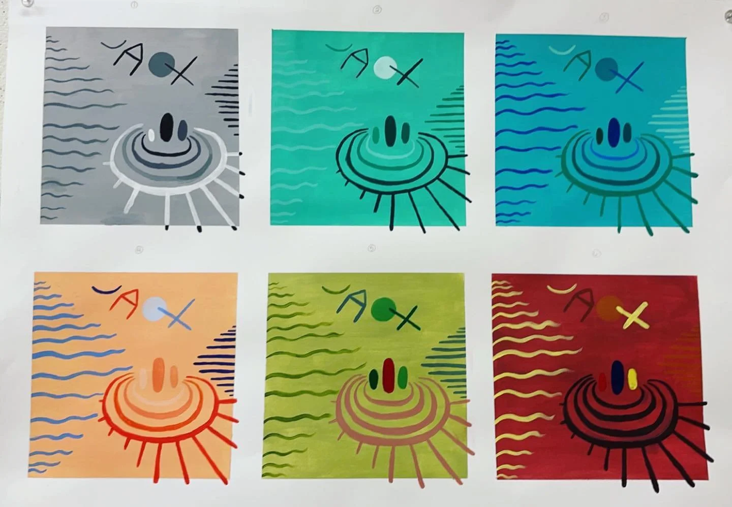 new semester new art (hand painted with acrylic on bristol)