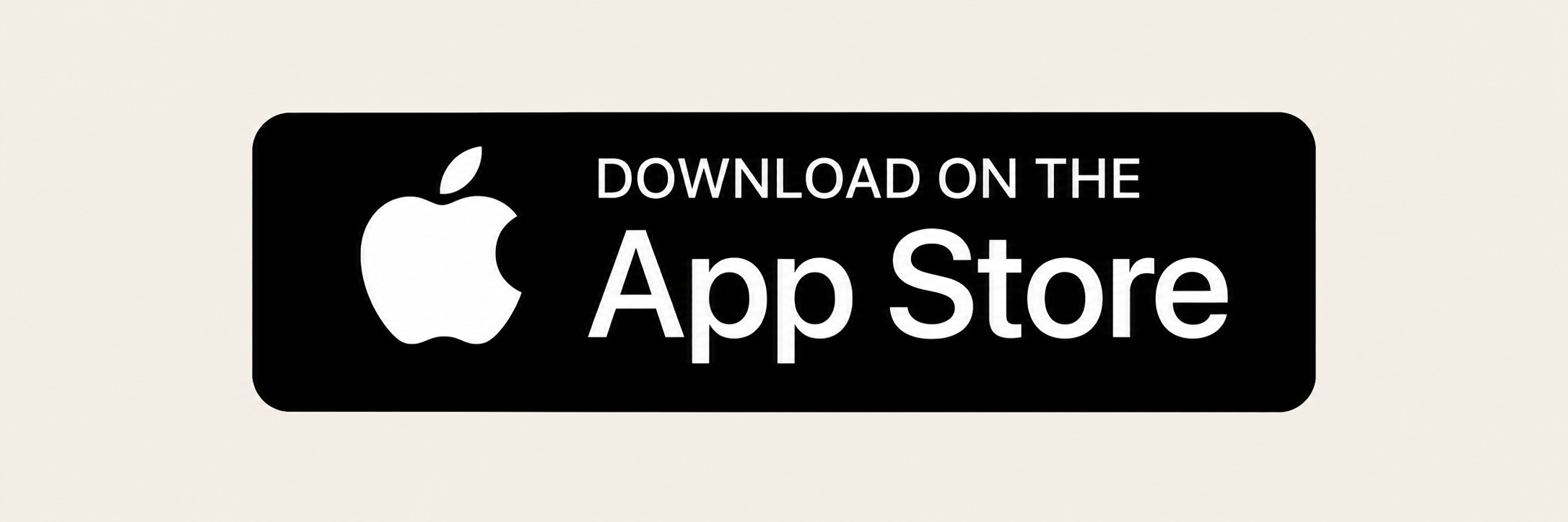 Black and white download on the Apple App Store button with Apple logo and text.