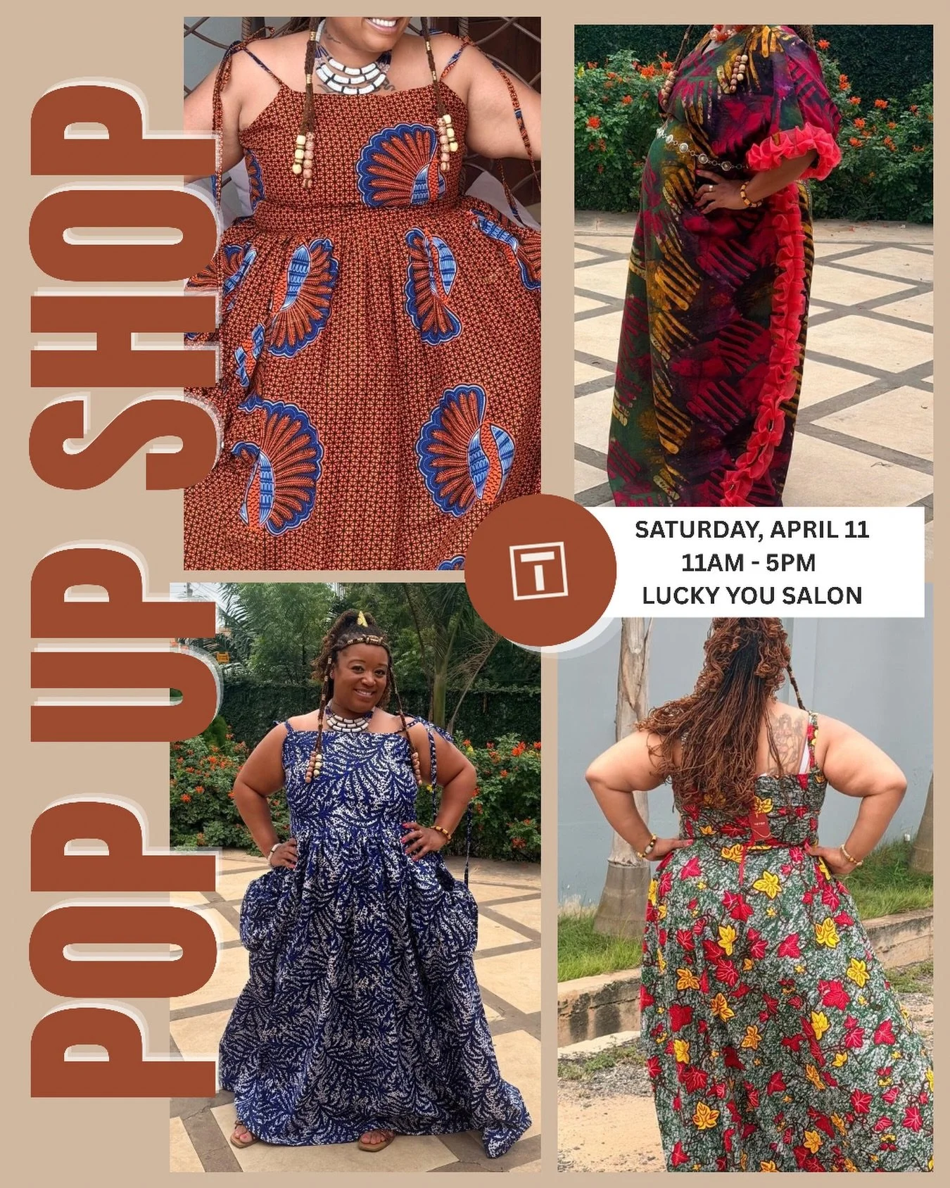 TOMORROW 🌟 Come see us at @luckyyoullc for our Pop Up Shop event. Shop authentic African pieces for yourself or someone special 🎁 

📍Lucky You Salon &amp; Suites 
⏰ 11am - 5pm 

#shoptetso #tetsocommerce #charlottesmallbusiness #charlottepopupshop