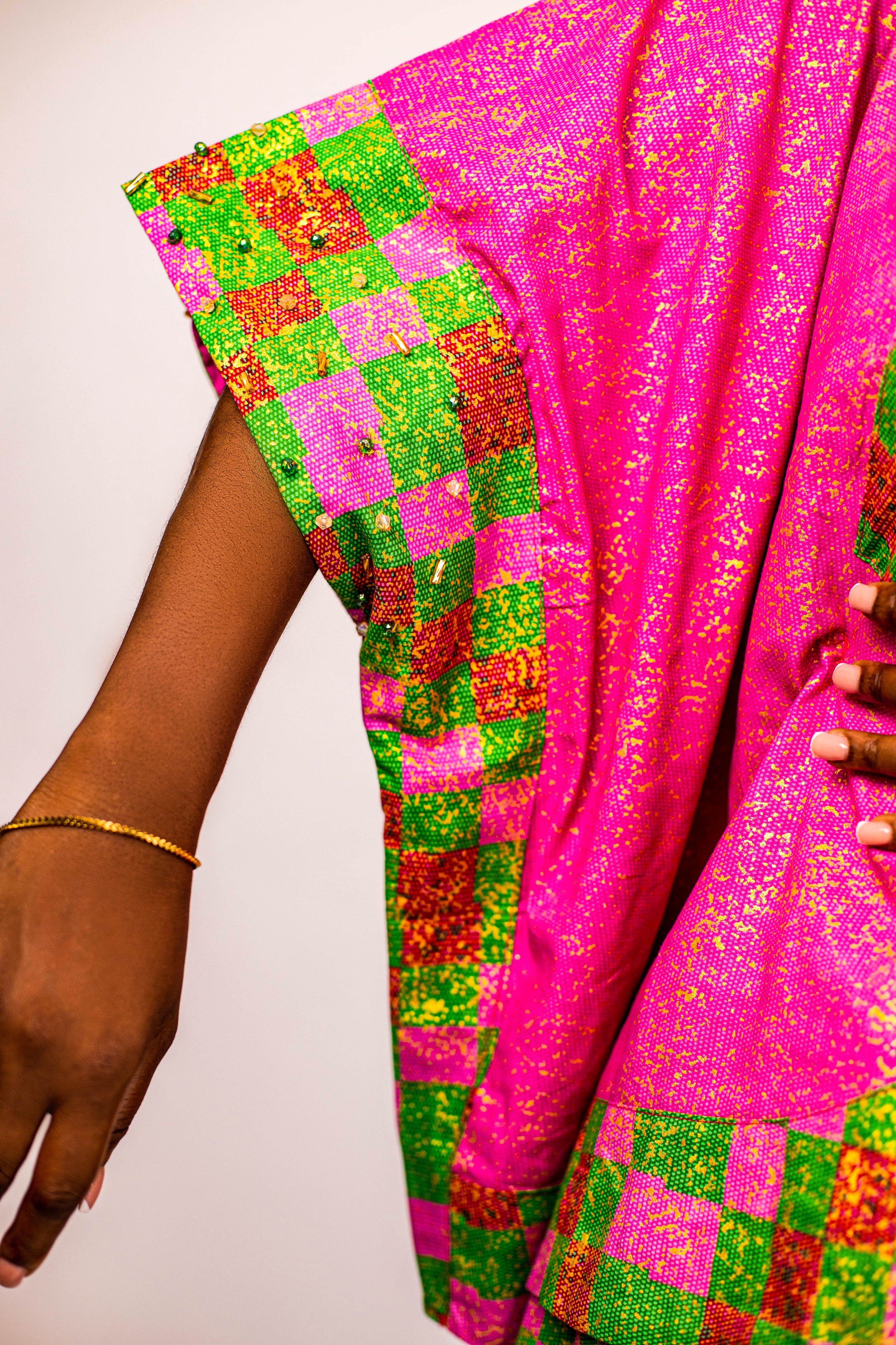 Embellished African Print Two-Piece Ensemble