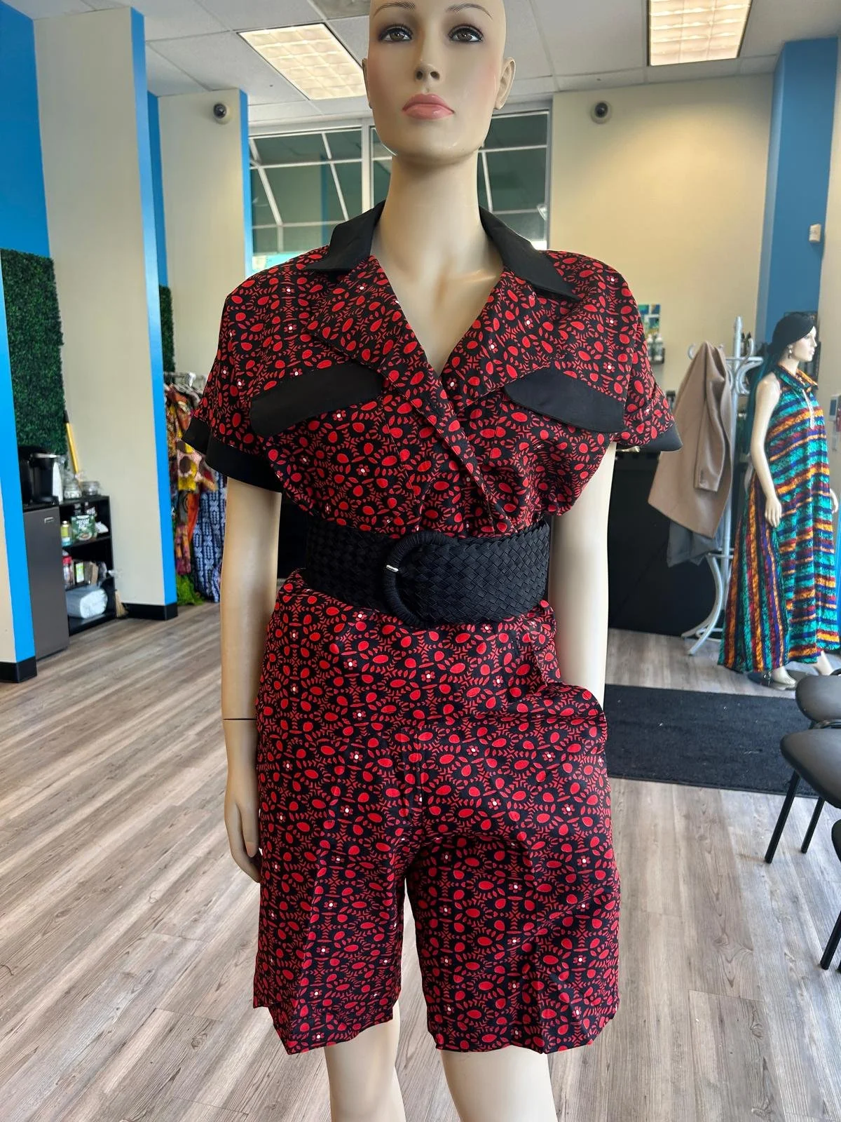 Red & Black Patterned Two Piece