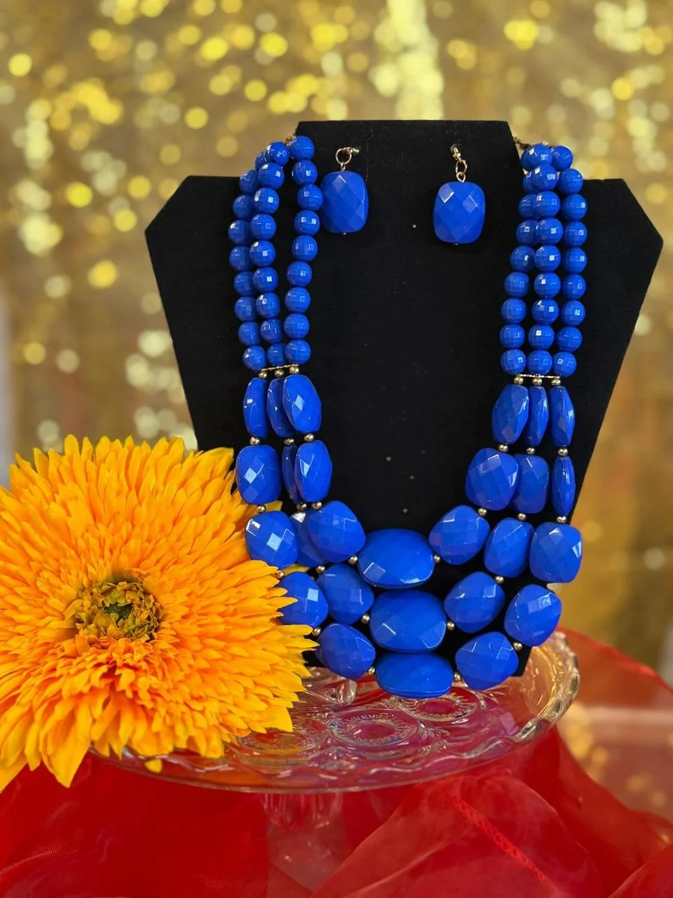 Royal Blue Elegance Beaded Set