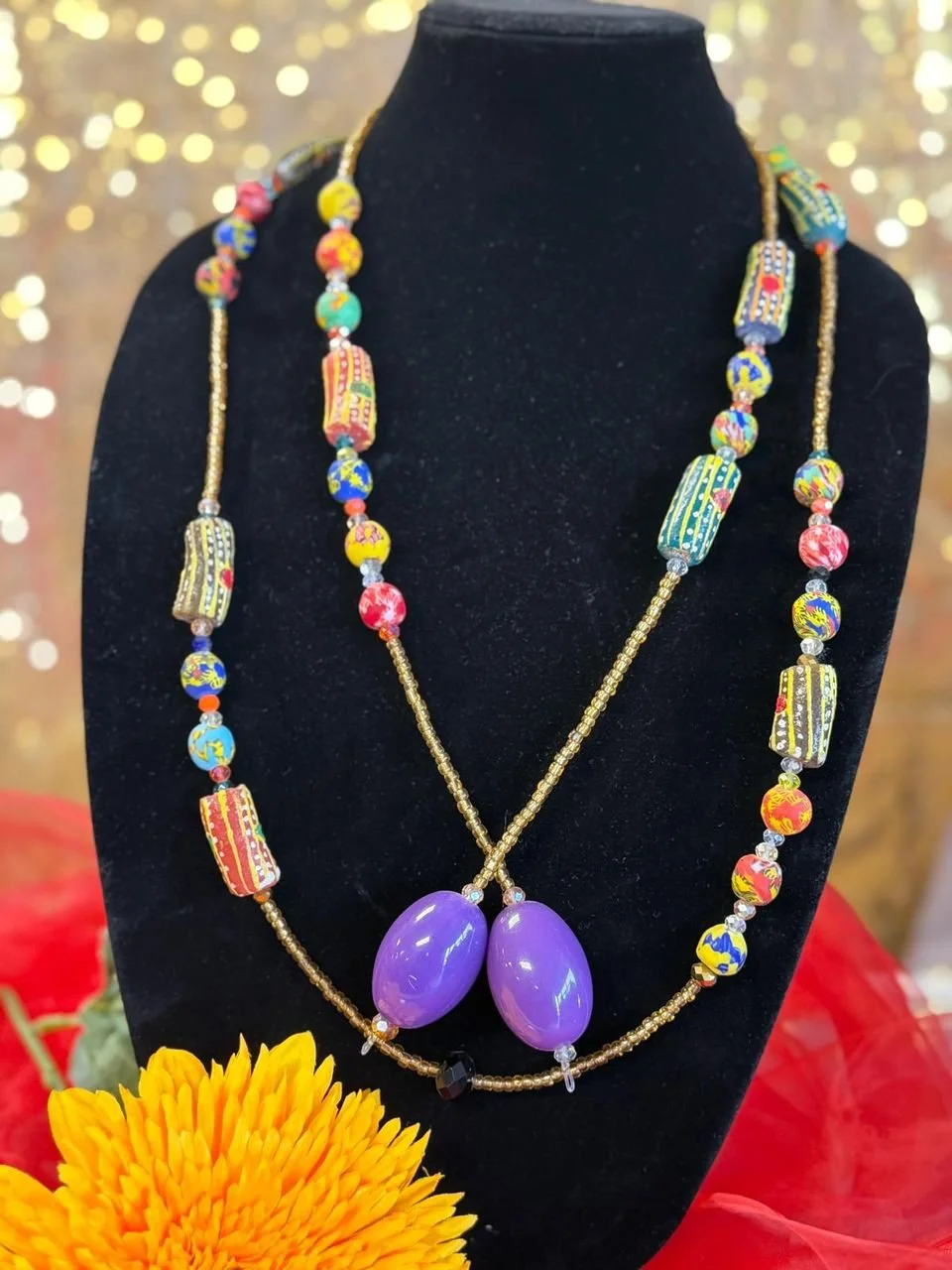 Vibrant African Beaded Necklace