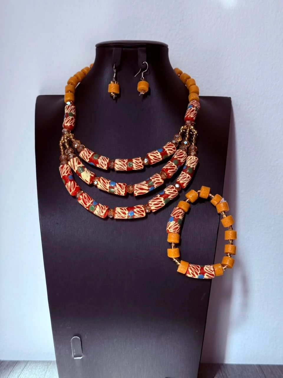 Vibrant Ghanaian Beaded Jewelry Set