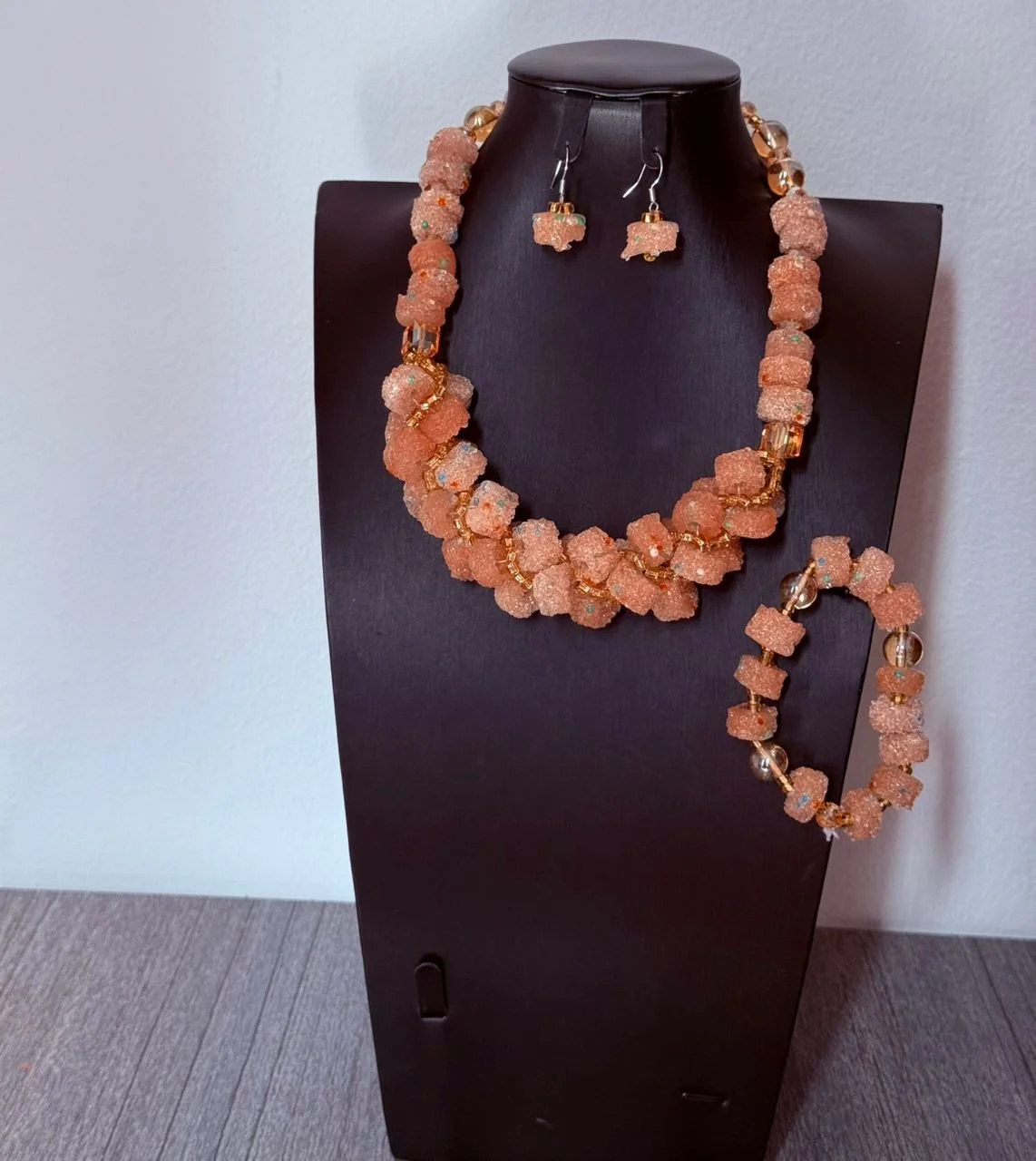 Pink Sugar Glass Stones Jewelry Set