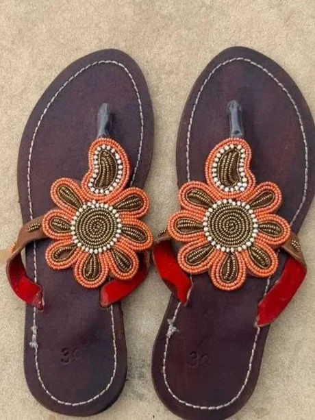Artisan Beaded Leather Sandals