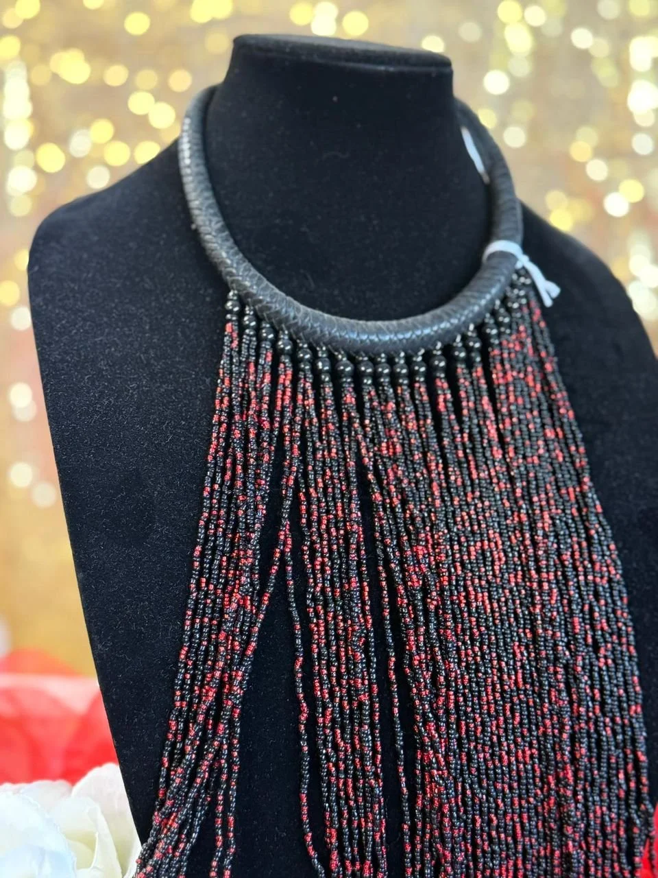 Elegance of Africa Beaded Fringe Necklace